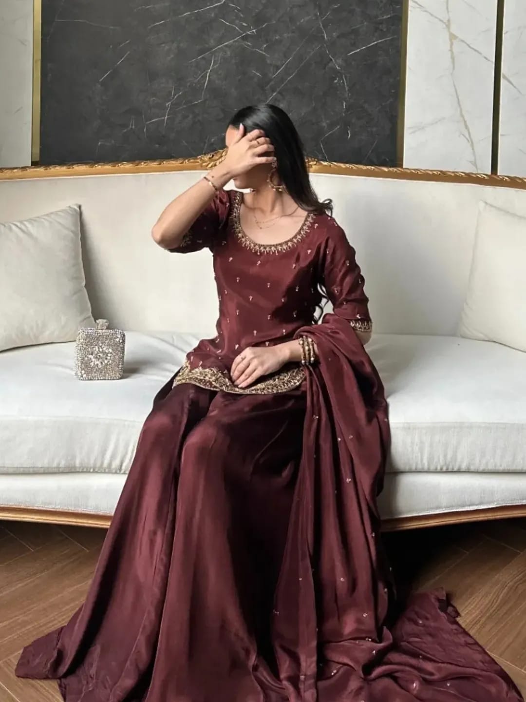 Royal Maroon Sharara Set - LIBASENISA