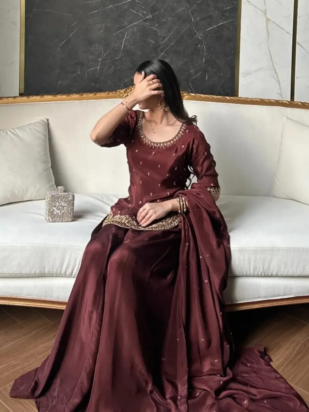 Royal Maroon Sharara Set - LIBASENISA