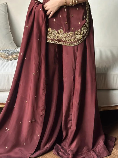 Royal Maroon Sharara Set - LIBASENISA
